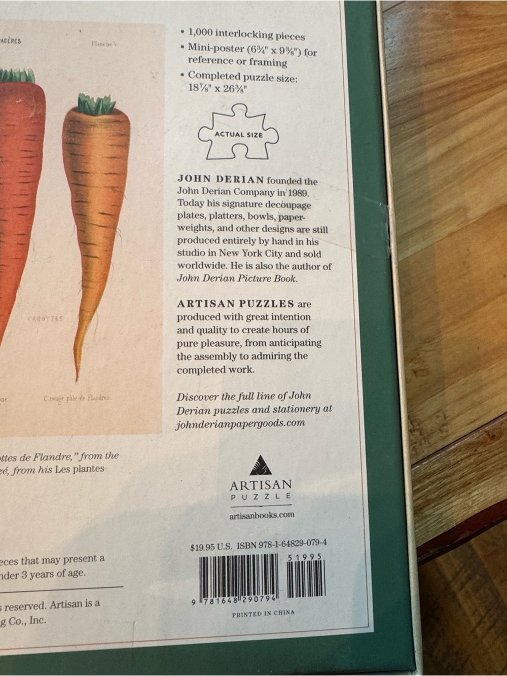 John Derian Three Carrots 1000 piece puzzle with art image - Picture 12 of 14